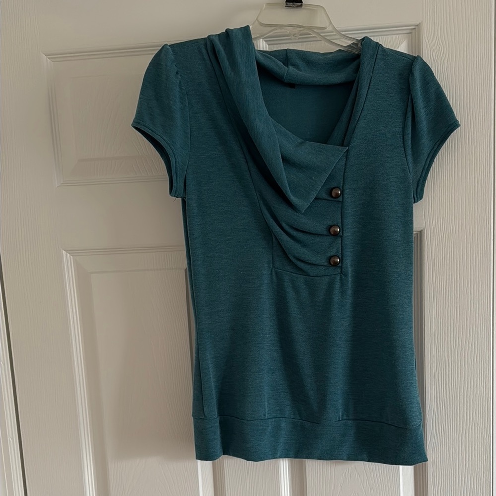Teal Short Sleeve Women's Top